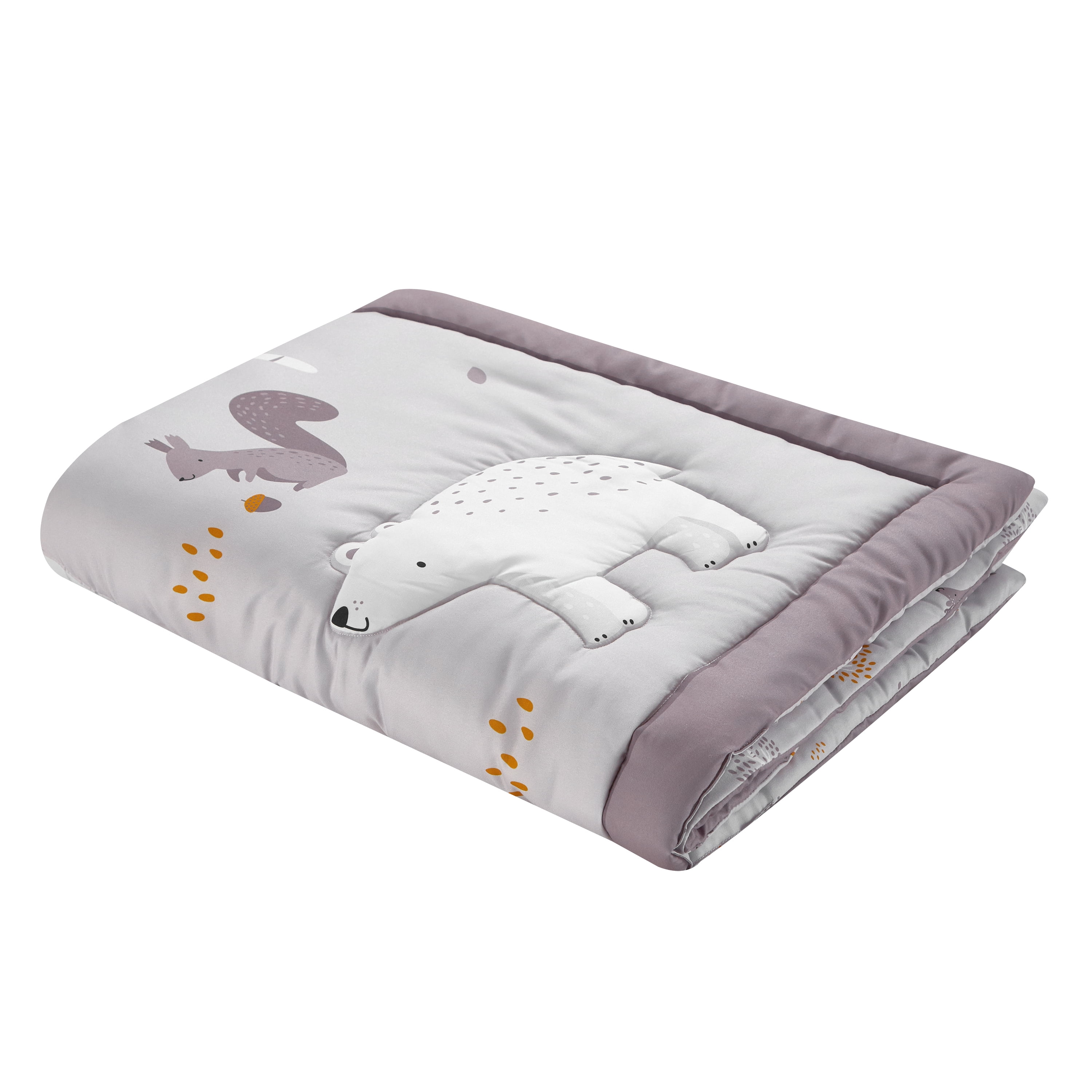 Lanco Happy Reindeer and Bear Animal Print 3 Piece Baby Nursery Crib Bedding Set Grey, Bed Size 33 x 42 Fill Polyester, Soft & Comfortable