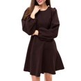 thumbnail image 3 of Women's Puff Sleeve Work Dresses Spring Long High Waist Line Short Dress for Casual Business Brown XL, 3 of 7