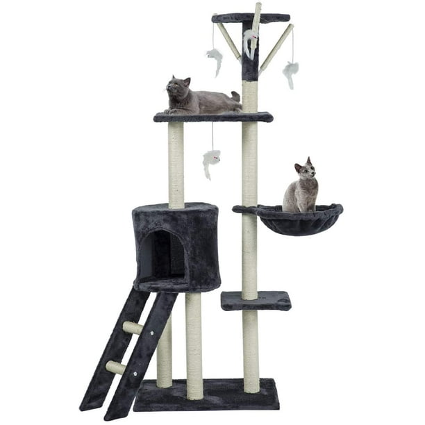 Erommy 56 Multi Level Cat Tree Condo With Scratching Posts Perches Cat Basket Lounger And Ladder Deluxe Cat Tower Kitten Play House Walmart Com Walmart Com