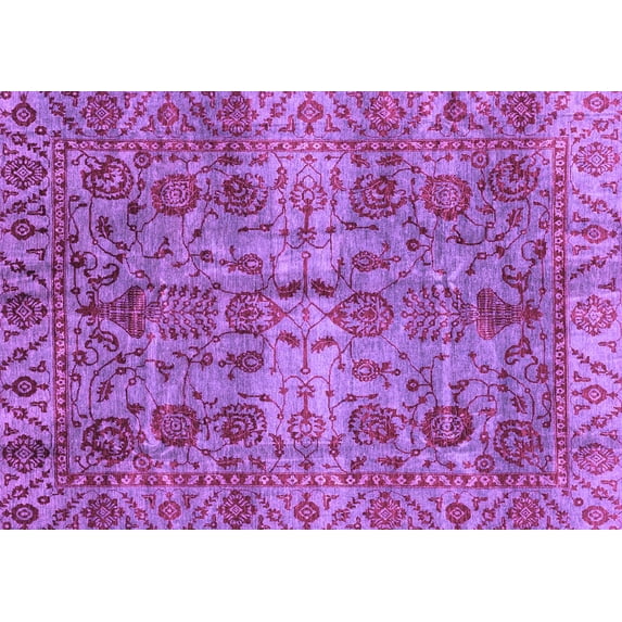 Ahgly Company Indoor Rectangle Abstract Purple Modern Area Rugs, 5' x 8'