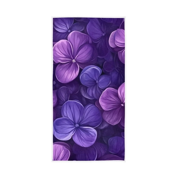 Dark Purple Flowers Face Towel Absorbent Hand Towels Bath Sport Gym