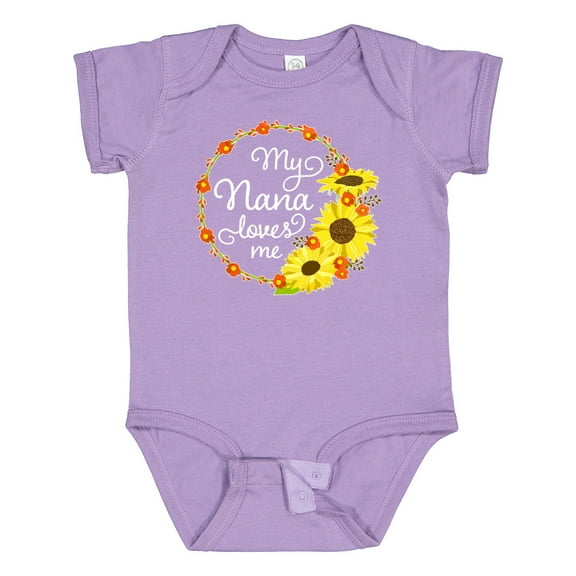Inktastic My Nana Loves Me with Sunflower Wreath Boys or Girls Baby Bodysuit