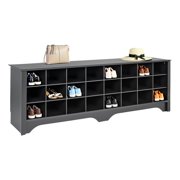 Prepac 24 pair Shoe Storage Cubby Bench, Black
