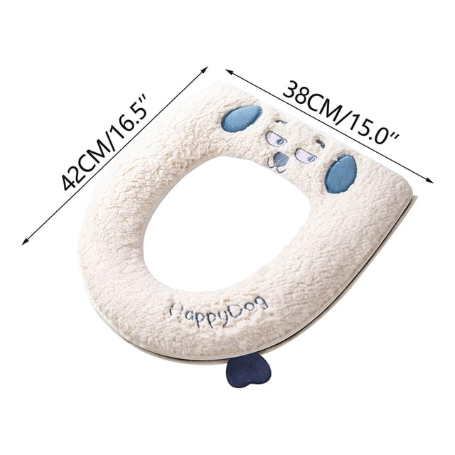 Waterproof Winter Toilet Seat Cover With Puppy Design – Thickened Insulated Fabric For Cold Weather Use