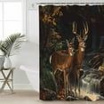 thumbnail image 2 of 72x78 Inch Shower Curtain Autumn Deer Bathroom Decor Waterproof Fabric Bathtub Bath Curtains Decorative Forest River Elk Vintage Extra Long Shower Curtain Set with Hooks, 2 of 6