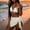 White, variant on Metal Ring Triangle Bikini Three Piece Swimsuit with Ruched Shorts Cover Up White S