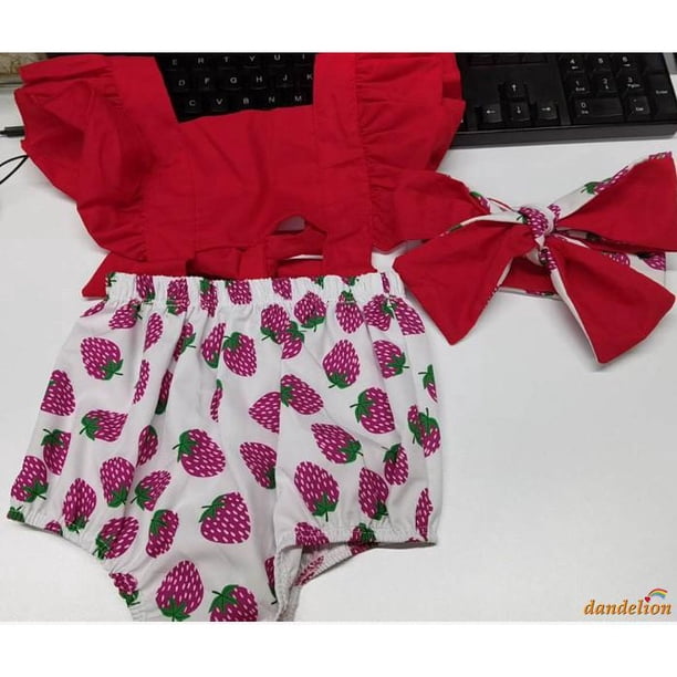 Diente De León-0-18 Meses Bebé Niña Volantes Sin Mangas Arco Grande Mameluco Espalda + Diadema