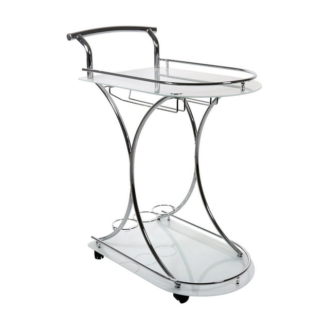 Monarch Specialties Chrome Metal and Glass Server