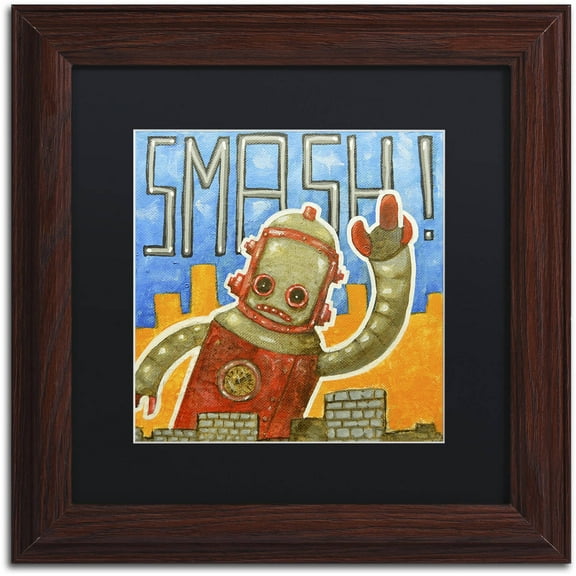Trademark Fine Art 'Smash!' Canvas Art by Craig Snodgrass, Black Matte, Wood Frame