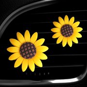 2 Pieces Sunflower Air Vent Clips Sunflower Car Accessories Cute Car Air Freshener Sun flower Gift Decorations Charm Car Clip Interior Air Vent Decor
