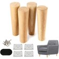 thumbnail image 1 of Juego de 4 patas de madera para muebles, patas de sofá de madera de 10 cm, 15 cm, 20 cm, patas de madera cónicas con alfombrilla antideslizante, tornillos y placa de montaje, 1 of 4