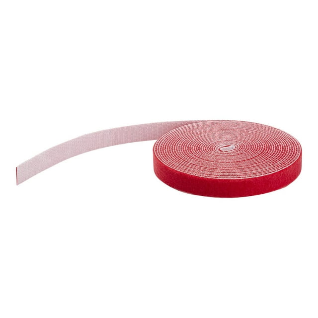 StarTech.com 25 Pieds Rouleau de Crochets et Boucles, Attaches de Câbles Réutilisables à Découper, Ruban de Fixation Industriel en Vrac / Sangles de Gestion de Câbles Auto-Adhésives Rouges / Réutilisables - Attaches de Boucles Réglables (HKLP25RD) - Crochets et Boucles - 25 Pieds - Rouge - pour P/N : CABSHF2POT2, HKLP25BL, HKLP25GN, HKLP25YW