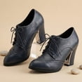thumbnail image 2 of SACFOF Women's Chunky High Heel Oxford Pump Lace Up Wingtip Perforated Platform Vintage Brogues Dress Shoes, 2 of 6