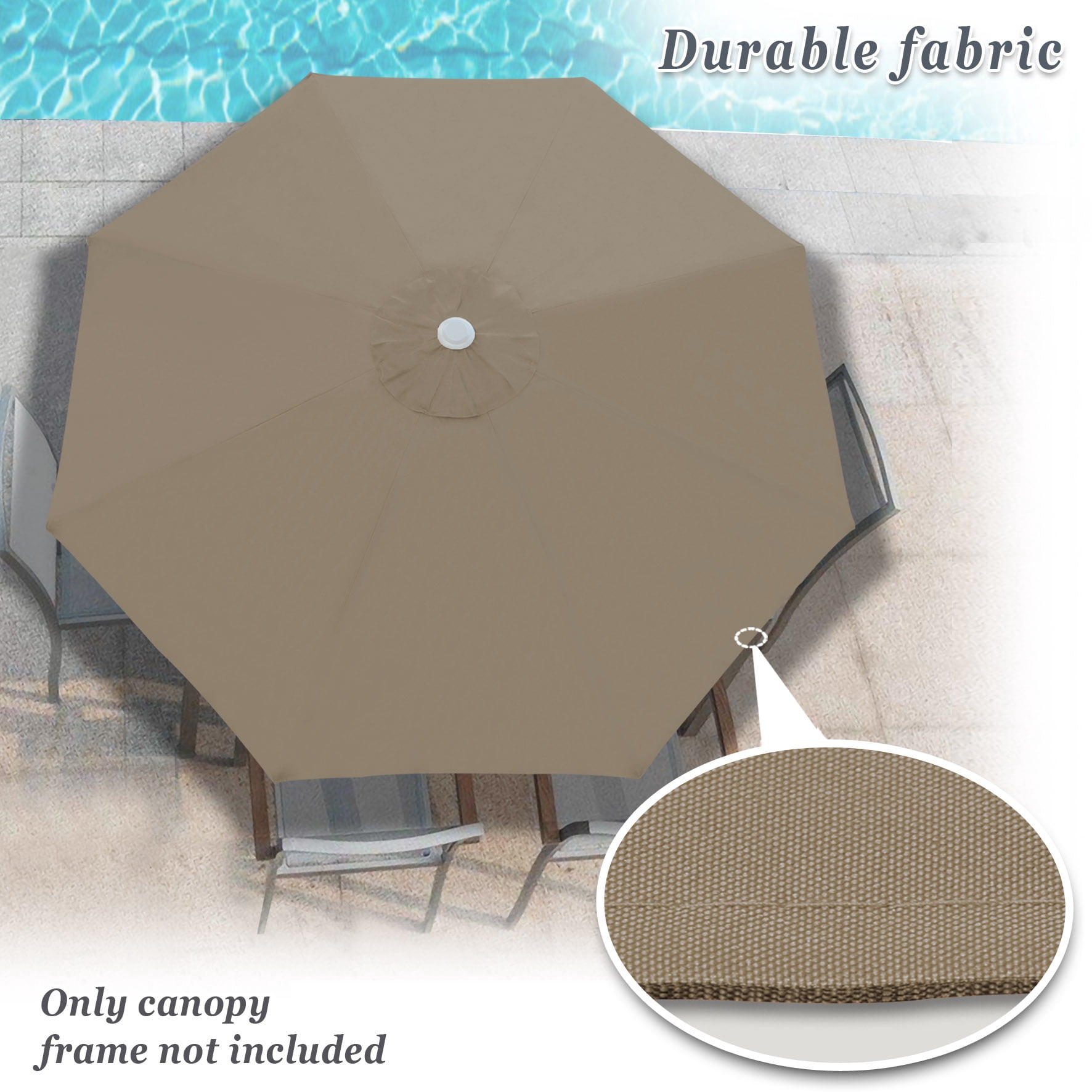 Sunny Umbrella Canopy Top Cover 10 x 10 ft 8 Ribs, Air Vent