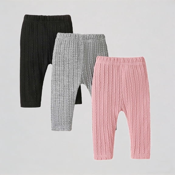 Krdevn Baby Girls Solid Color Leggings Stretchy Soft Knit Pants for Toddler Everyday Casual Wear Outfit,18-24 Months