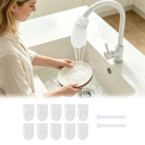 VMWMSSR Faucet Filter Bags 10 Pack With 2 Straps, Universal Water Faucet Filter Socks For Kitchen Sink, Anti-Splash Tap Water Filtration(White-7X5cm)