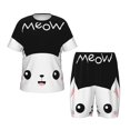 thumbnail image 1 of Balery Cat Meow Conjunto de Pijama Infantil de Manga Corta con Estampado – Ropa de Dormir de Algodón Suave-Large, 1 of 6
