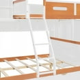 thumbnail image 5 of Twin Over Full Wooden Bunk Bed with Wardrobe, Drawers, Shelves and LED light(White+Orange), 5 of 10