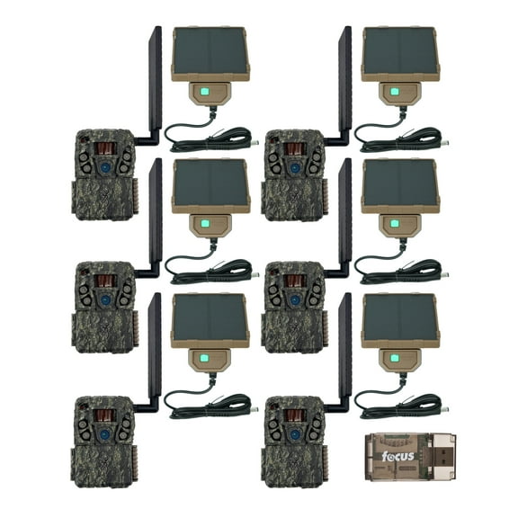 Browning Trail Camera Defender Wireless Vision Pro HD AI 46MP Trail Camera (6-Pack) Bundle with Solar Camera Power Pack and Card Reader (13 Items)