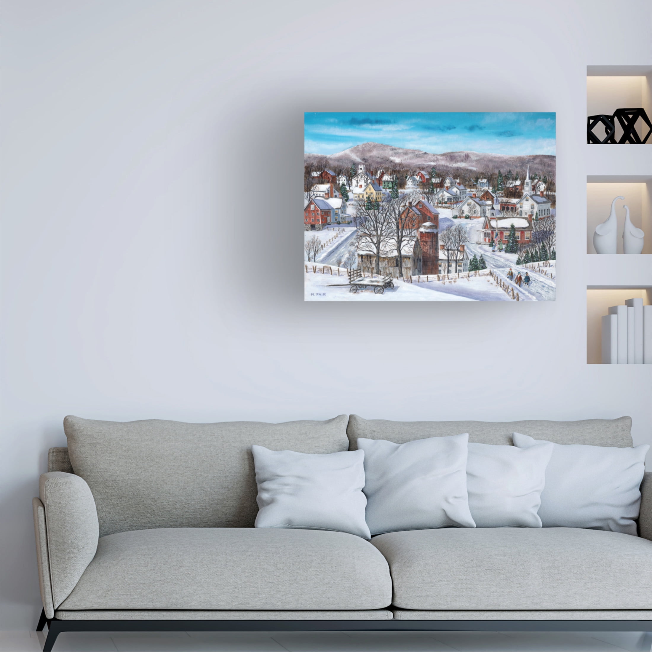 Canvas Wall Art - Bob Fair 'Winter Village' Wall Art for Living Room, Bedroom, or Office Décor by Trademark Fine Art - 47 x 35 Inches