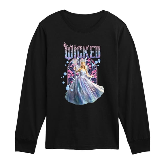 Wicked - Glinda Fun Florals - Youth Long Sleeve Graphic T-Shirt