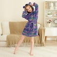 thumbnail image 3 of FORMRS Niños Bathrobe Unisex Hooded Robe Soft Plush Pajamas Sleepwear, Size 2-3T, Purple Waves Pattern, 3 of 7