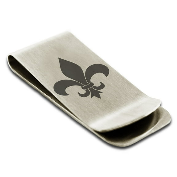 Tioneer Stainless Steel Fleur De Lis Engraved Money Clip Holder