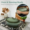 thumbnail image 4 of GJWL Oval 7.5 Quart Enamel Cast-Iron Dutch Oven, Heavy-Duty Pre-Seasoned for Baking, Cooking w/Side Handles – Deep Olive Green, 4 of 9