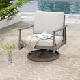 thumbnail image 6 of HAPPATIO Patio Swivel Sofa Outdoor, Aluminum Single Sofa Chair with Thick Cushion and Rope Backrest,All-Weather for Outside, Porch, Deck, Garden, Grey, 6 of 7