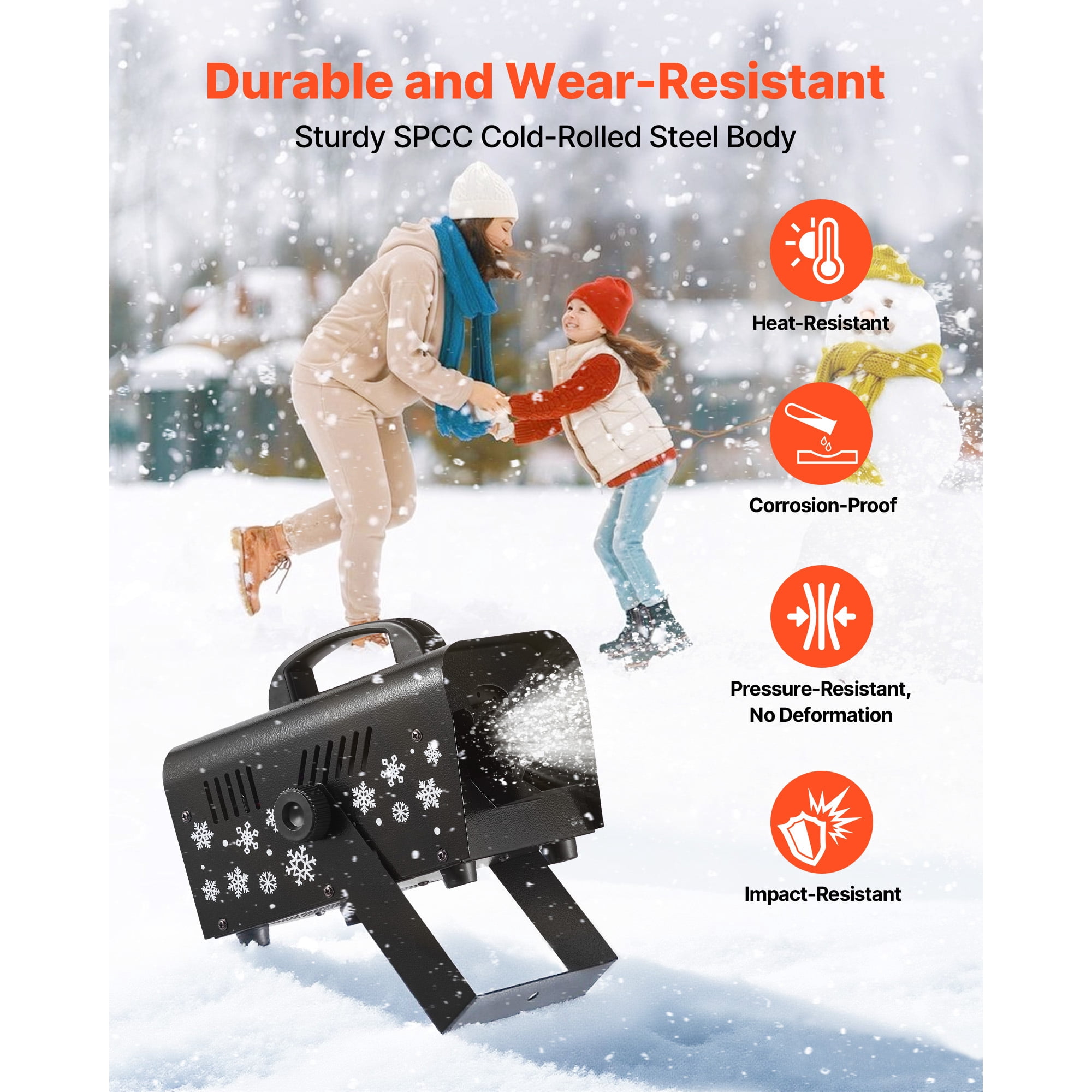 KFFKFF 800W Snow Machine with Remote Control, Portable Snowflake Maker with 1L Tank and Handle, Suitable for Indoor and Outdoor Events, Christmas Parties, and Stage Effects