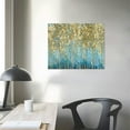 thumbnail image 4 of Nawypu Abstract Canvas Wall Art Decor: Small Size Forest Painting Light Blue Teal Tree Picture Gold Foils Embellishment and Silver Glitter Prints Modern Textured Artwork for Living Room Bedroom, 4 of 6