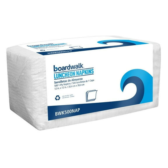 Boardwalk 4514 12 in. x 12 in. 1-Ply Quarter-Fold Lunch Napkins - White (500/Pack)