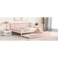 thumbnail image 5 of Tensun Pink Wooden Daybed with Twin Trundle, Bedroom Living Room Haven, Wood Slat Support, No Box Spring Required, 5 of 5