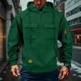 thumbnail image 5 of Men Hoodie Fleece Oversized Sweatshirts Quarter Zip Pullover Drawstring Multi-Pocket Outdoor Casual coat, 5 of 8