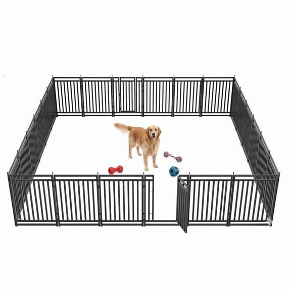 Petorldog dog playpen 40" Height, 24 Panels Foldable Metal dog fence outdoor for yard, outdoor use for RV Camping (Black-Silver)