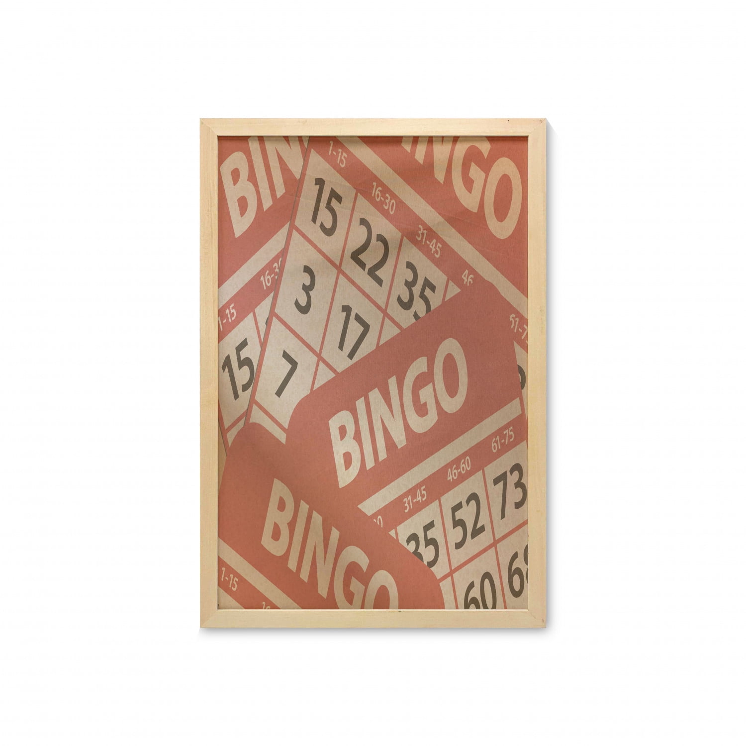 Bingo Wall Art with Frame, Pile of Graphic Game Cards Design with