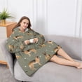 thumbnail image 5 of Oversized Wearable Blanket Hoodie,German Shepherd Dog and Footprint Sherpa Blanket Hoodie with Super Pockets,Super Warm Fuzzy Pullover for Women & Men, 5 of 6