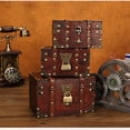 thumbnail image 4 of Vintage Decorative Treasure Chest Storage Box, Wooden Treasure Chest Storage Box with Lock, Antique Vintage Small Storage Box for Jewelry Organizer, Gift Box and Room Decoration - 7" x 4.3", 4 of 7