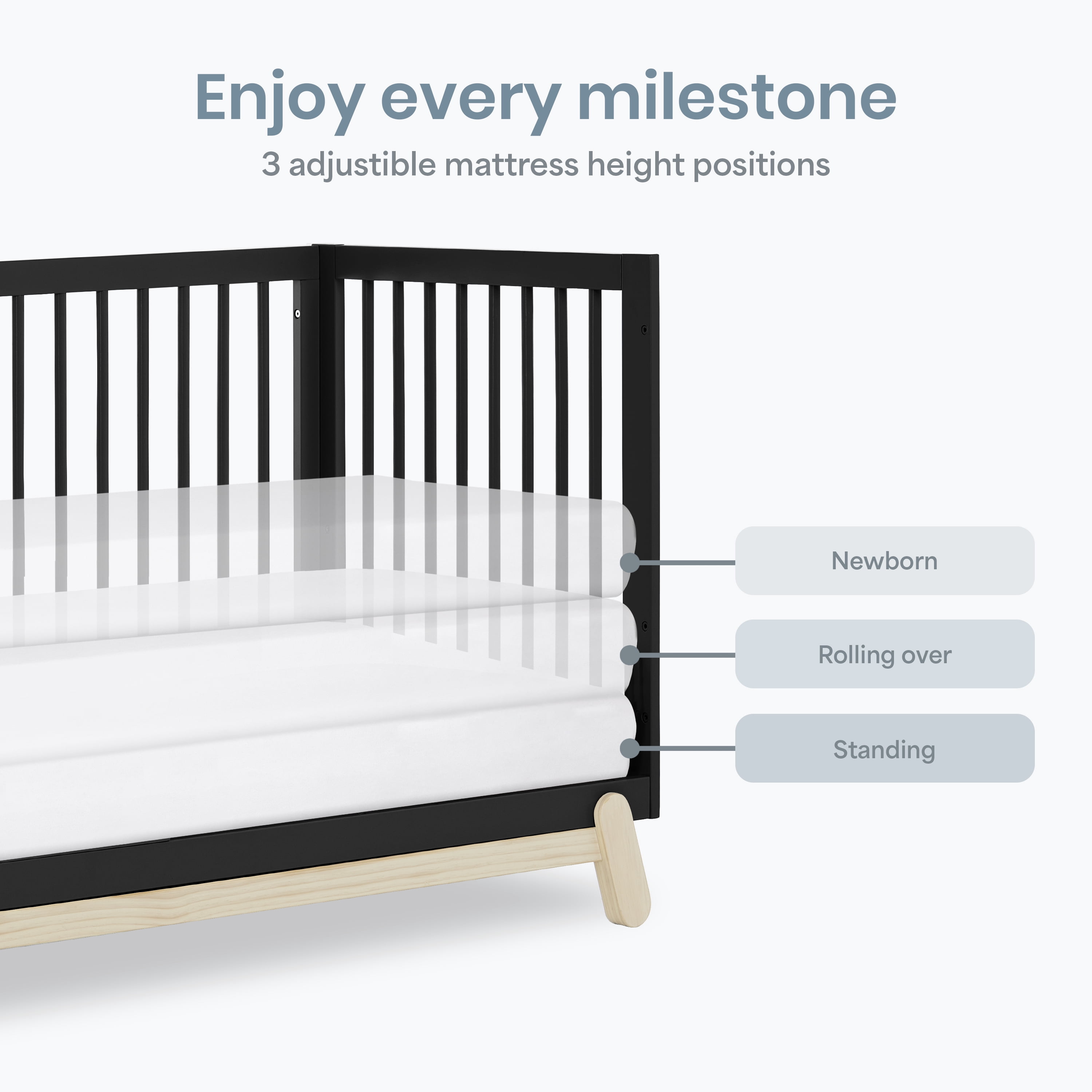 Dream On Me Hygge 5-in-1 Convertible Crib, Matte Black Vintage