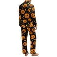 thumbnail image 2 of SCRAWLGOD Halloween Pumpkin Stars Moon Spots Black Mens Polyester Pajama Set, 2 Pcs Wrinkle-Free Button Down Pajama Set for Men, Men's Sleepwear with Pockets, Long Sleeve Loungewear, XL, 2 of 6