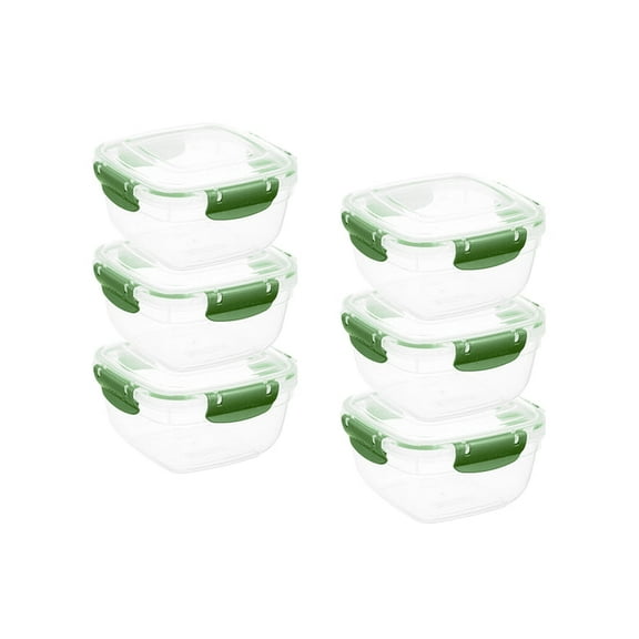 Superio Lock and Fresh Airtight Food Storage Containers with Lids for Kitchen Pantry Organization , BPA Free, Lunch, and Meal Prep Plastic Containers, 30 oz. Square Sealed Container, Green, 6 pack