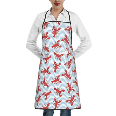 

Lukts Cartoon Lobsters 1 Pattern Kitchen Apron Waterdrop Resistant Apron with adjustable Aprons for Women and Men with Pockets Cooking Apron