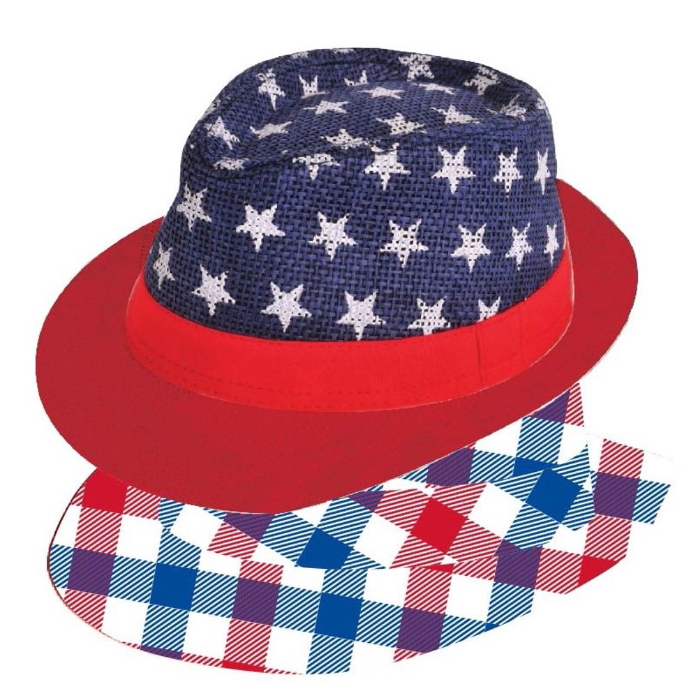 Way To Celebrate Patriotic Fedora Hat, 2 Pack