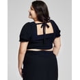 thumbnail image 3 of And Now This Women's Short Sleeve Tie-Back Crop Top Black Plus Size 1X, 3 of 3
