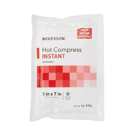 McKesson Hot Compress for Pain and Swelling, Instant Hot Pack, 5 in x 7 in, 1 Count, 24 Packs, 24 Total