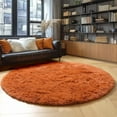 thumbnail image 4 of Burnt Orange Small Round Circle Rug 3Ft for Bedroom Living Room Aesthetic, Fluffy Fuzzy Furry Shaggy Area Rugs for Kids Room Decor, Plush Shag Dark Orange Carpet for Nursery Dorm Classroom, 4 of 6