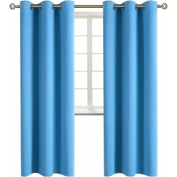 Blackout window curtain for living room / bedroom drapes divider room panel thermal grommet Set of 2 panels , 37 by 84 inch, TURQUOISE color K68
