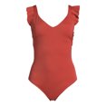 thumbnail image 2 of Time and Tru Women's and Women's Plus Solid Ruffle Sleeve One Piece Swimsuit, Sizes S-3X, 2 of 5