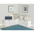 thumbnail image 2 of Linon Tobin Casual Wood Corner Dining Breakfast Nook Bench with Storage, White, 2 of 20