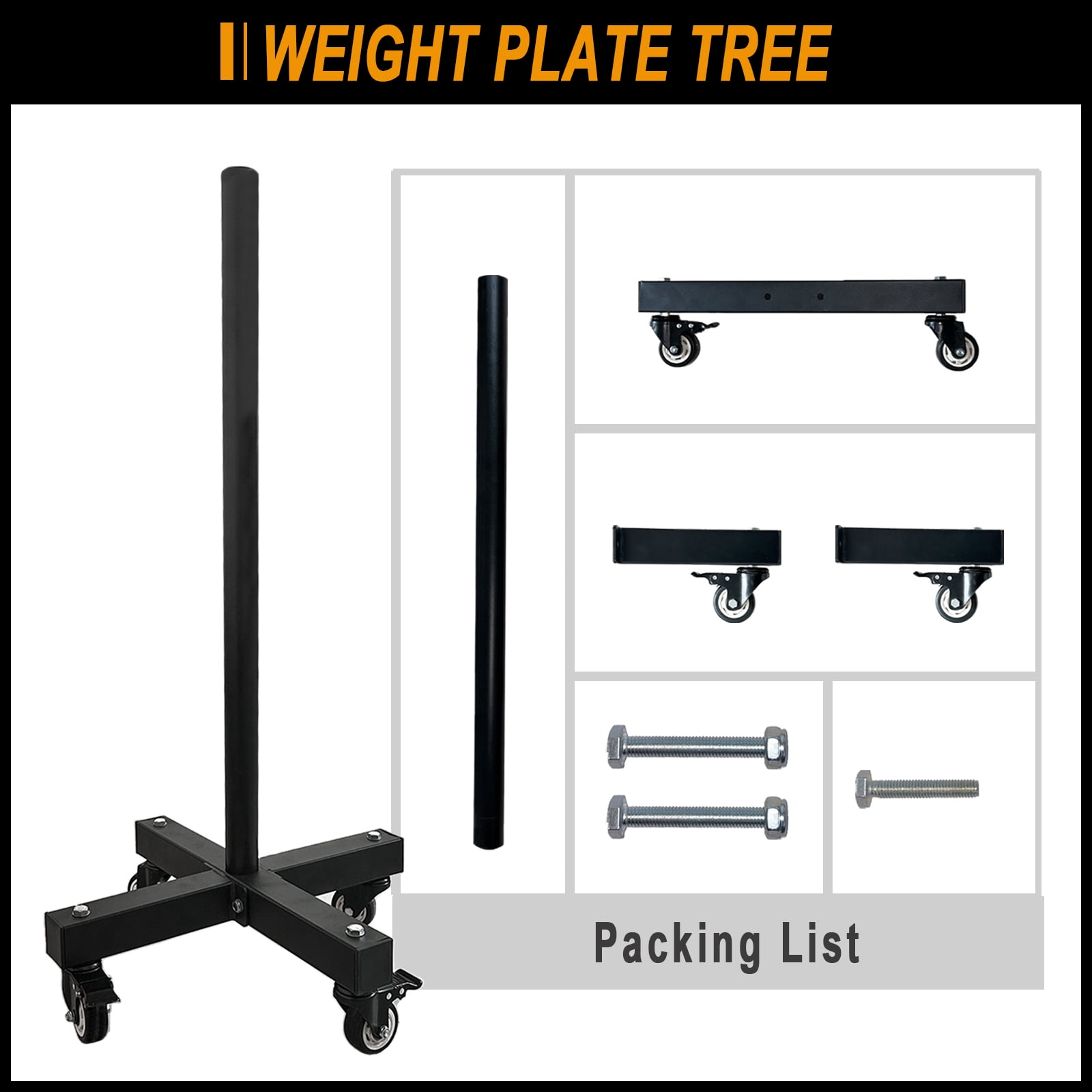 KORIKAHM Upgraded Movable Weight Plate Rack with Wheel, Portable Bumper Plate Holder Stand for Weight Storage, Strength Training Vertical Weight Tree for Home Gym Workout